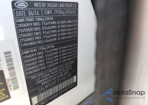 2014 Land Rover Range Rover Sport 3.0L V6 Supercharged Hse z USA, uszkodzony, nr VIN SALWR2WF2EA367242